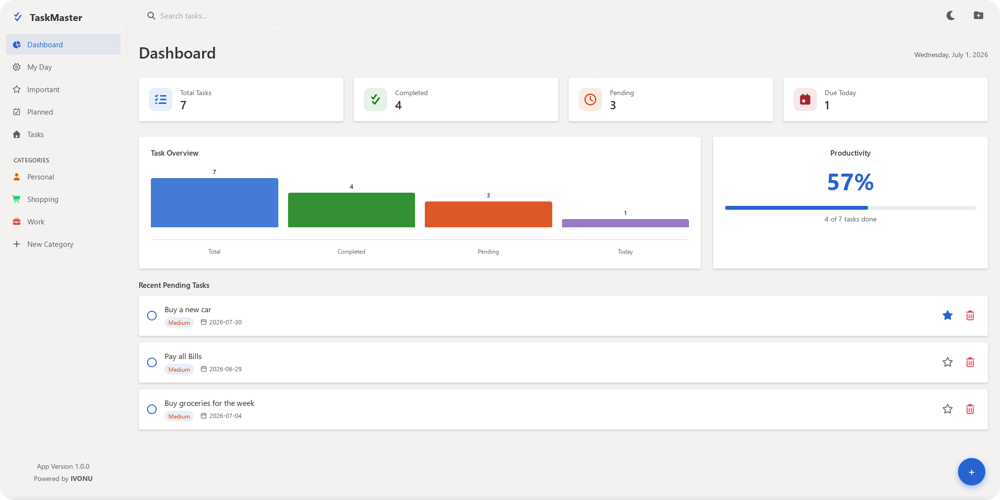 TaskMaster App Interface